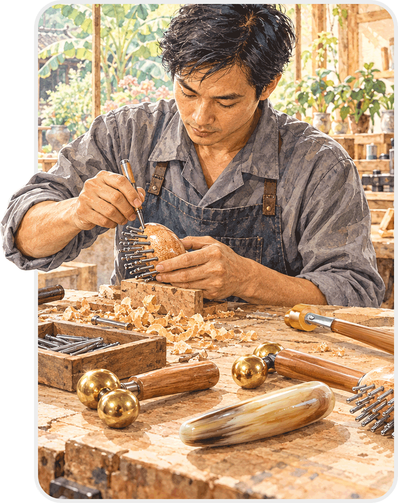Fabrication artisanale de l'Ovée de beauté du Dien Chan